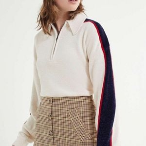 Urban Outfitters Juno Velour 1/2 Zip Sweater